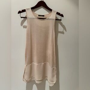 NIC+ZOE Elegant Fine Knitting Beige Layered Silk Tank Top